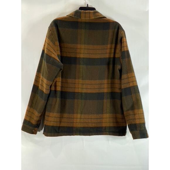 VOLCOM Men's Brown Plaid Workwear Wool-Blend Button-Up Jacket SZ M - Picture 2 of 12